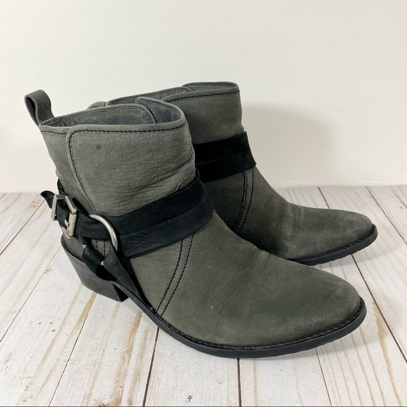 SL by Sacha London Nubuck Leather Grey Moto Ankle Boots 9 - Picture 1 of 11